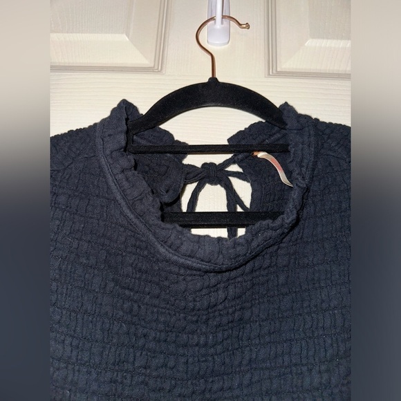 Free People women’s black boho smocked crop top XS bohemian summer spring cotton - Picture 8 of 10